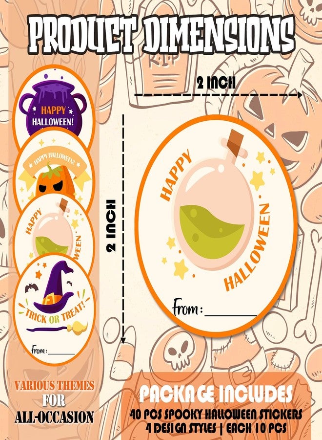 Kqfdr Happy Halloween Round Stickers, 40 Pcs Trick or Treat Name Label for Gift Wrapping, Self-Adhesive Round Seal Labels for Party Favors Marking -A04 - Image 2